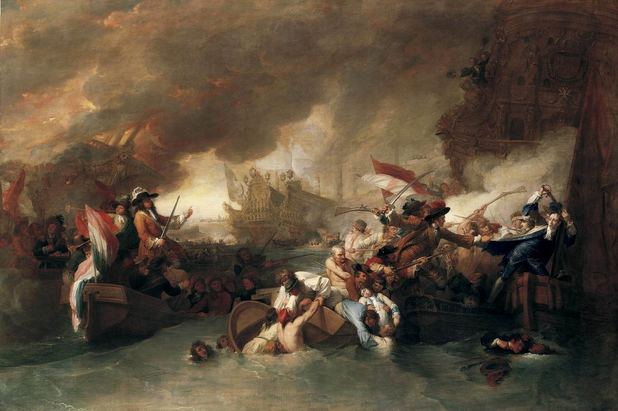 Angielski: Bitwa pod La Hogue autorstwa Benjamin West