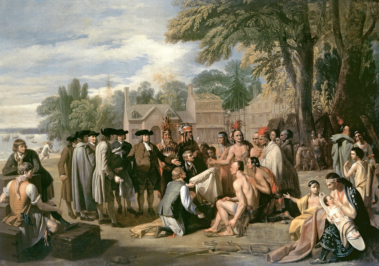Traktat Williama Penna z Indianami w listopadzie 1683, 1771-72 autorstwa Benjamin West