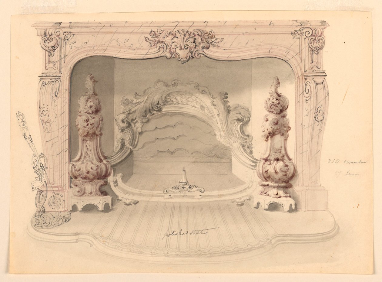 Rysunek, żeliwny ruszt, ok. 1840 r. autorstwa Benjamin Dean Wyatt