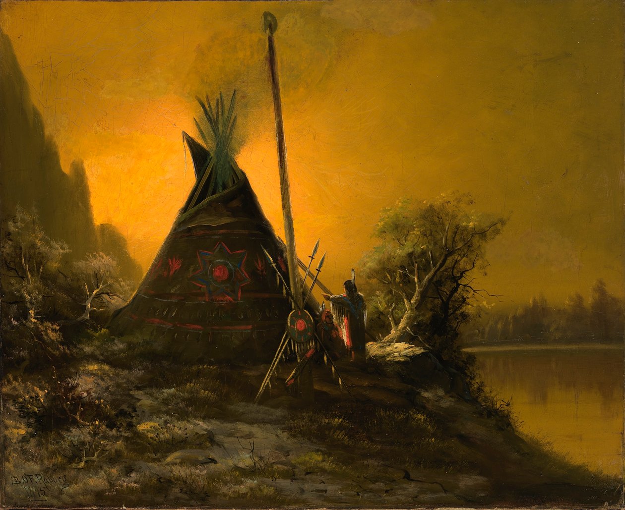 Nocna scena z indyjskim tipi autorstwa Benjamin Raborg