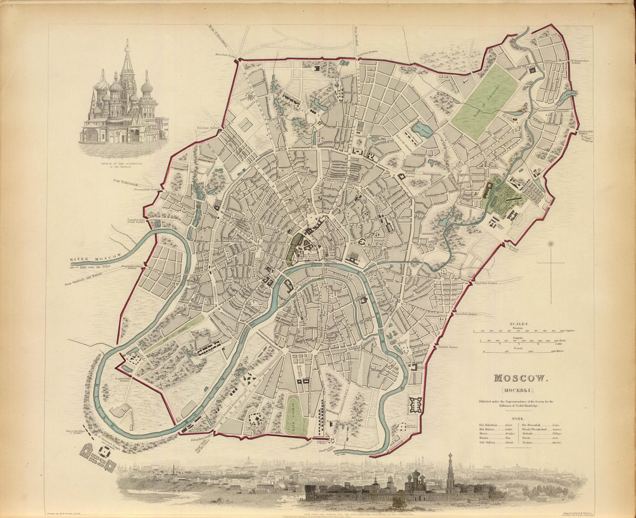 Plan Moskwy, 1836. autorstwa Benjamin Rees Davies