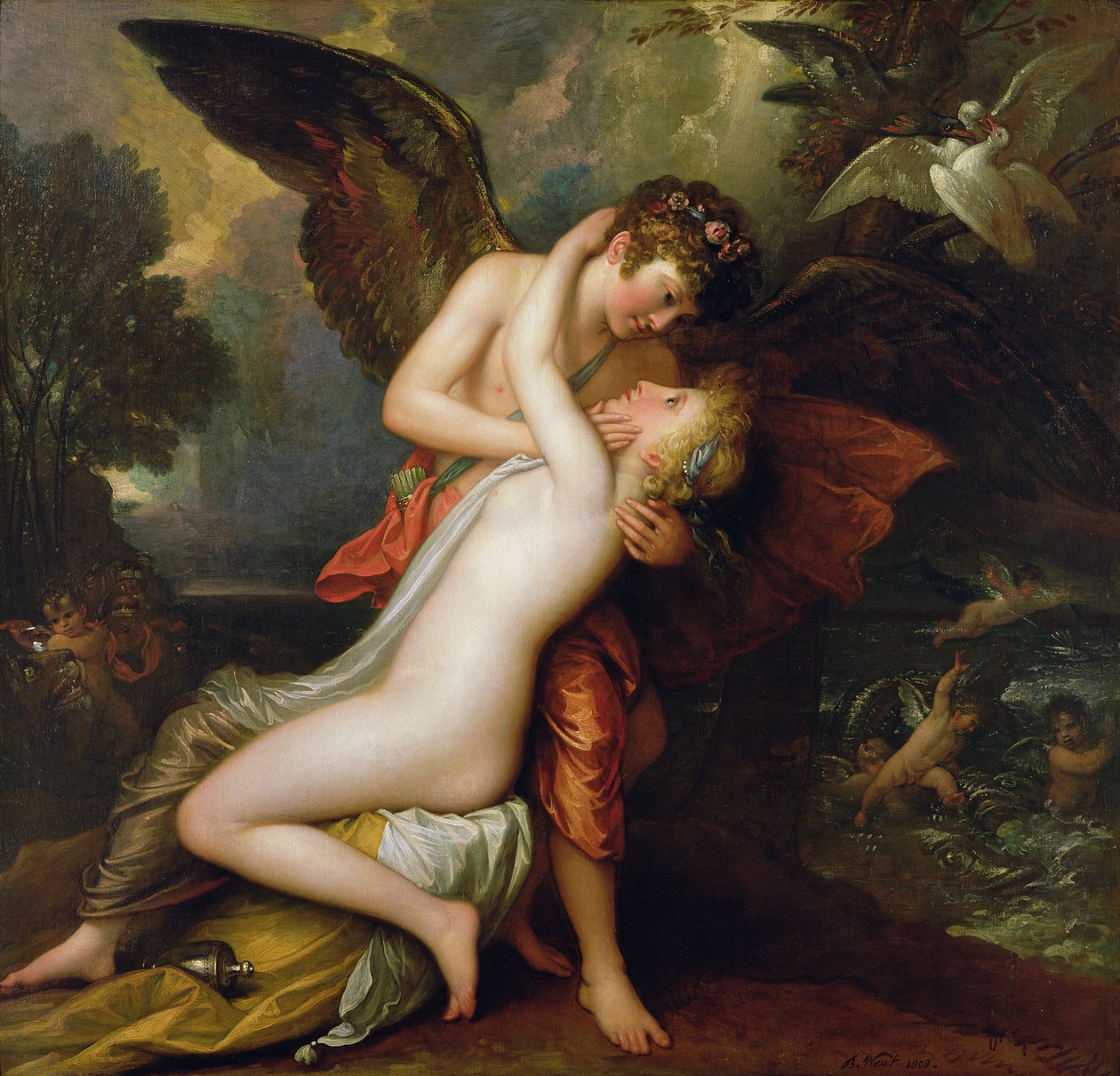 Kupidyn i Psyche, 1808 autorstwa Benjamin West