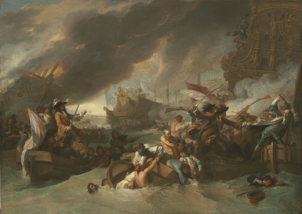 Bitwa pod La Hogue, c.1778 autorstwa Benjamin West