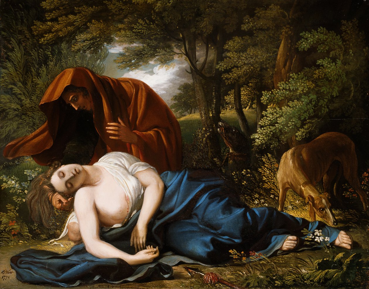 Śmierć Procrisa, 1770, retusz 1803. autorstwa Benjamin West