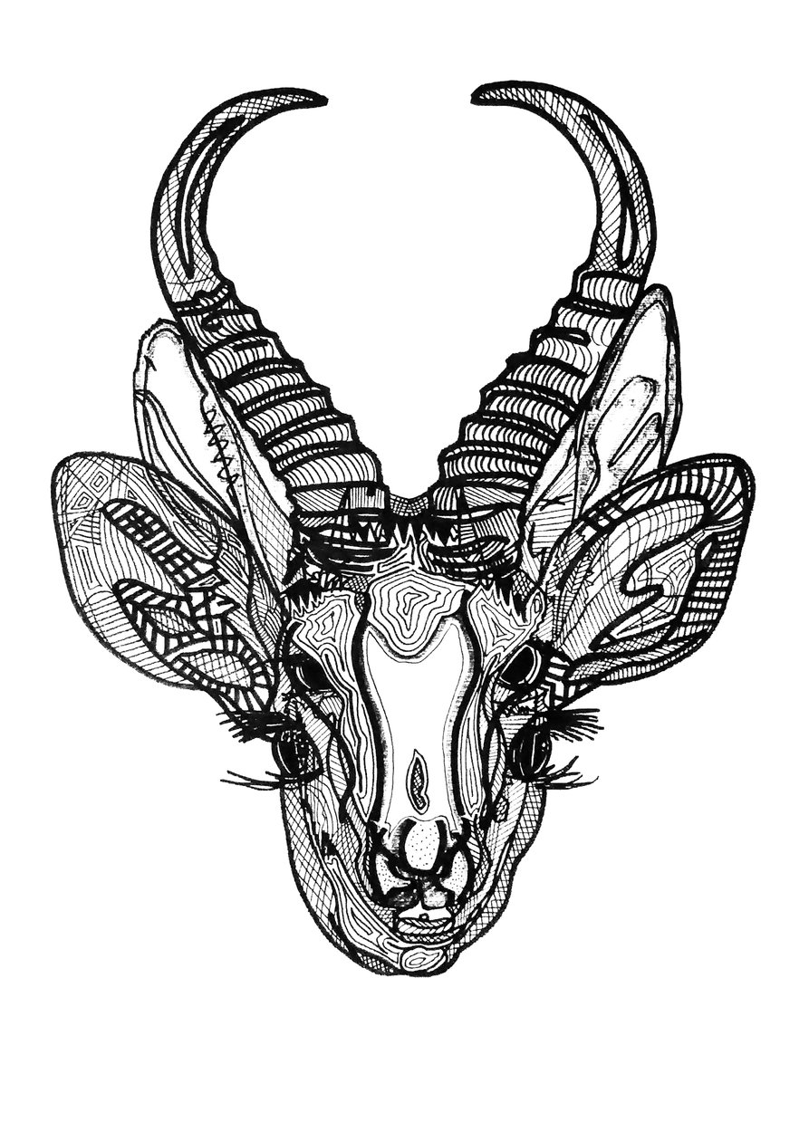 Double biche, 2019 (tusz na papierze) autorstwa Benoit Erwann Boucherot
