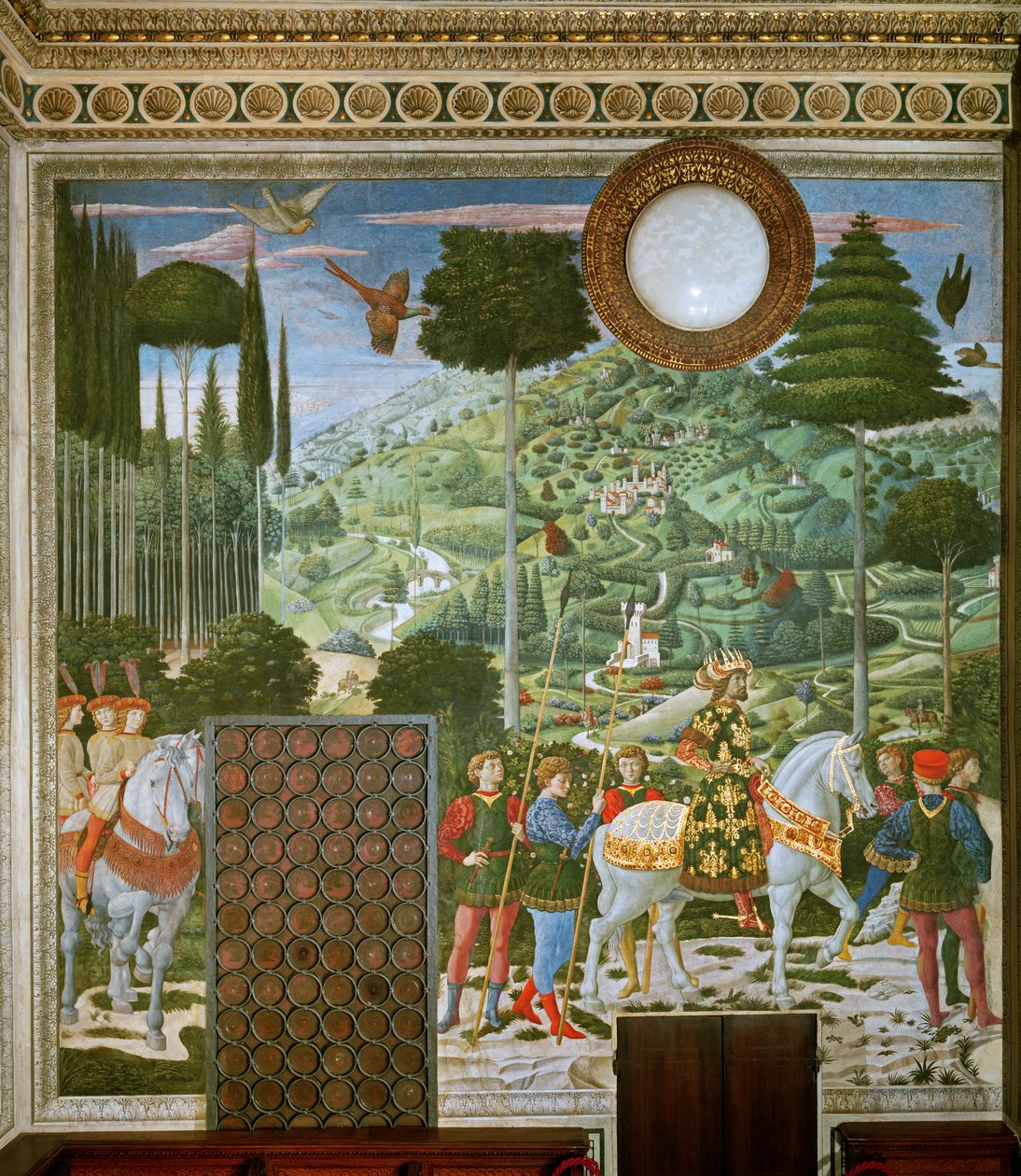 Podróż Trzech Króli do Betlejem, tylna ściana kaplicy, ok.1460 autorstwa Benozzo di Lese di Sandro Gozzoli