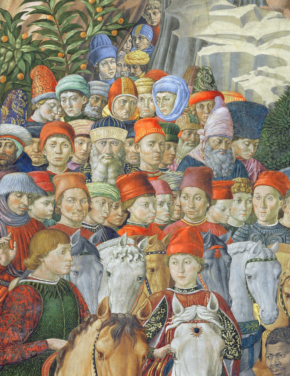 Procesja Trzech Króli, fragment kawalerów, 1459-62 autorstwa Benozzo di Lese di Sandro Gozzoli