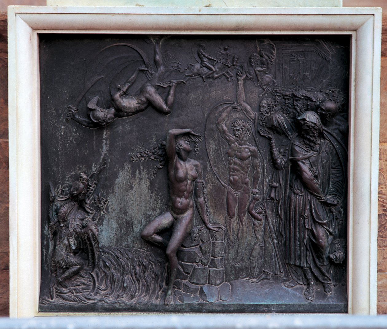 Tablica przedstawiająca Perseusza ratującego Andromedę, 1545-55 (brąz) autorstwa Benvenuto Cellini