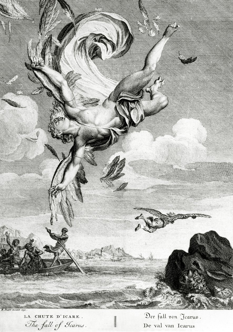 Upadek Ikara, 1731 autorstwa Bernard Picart