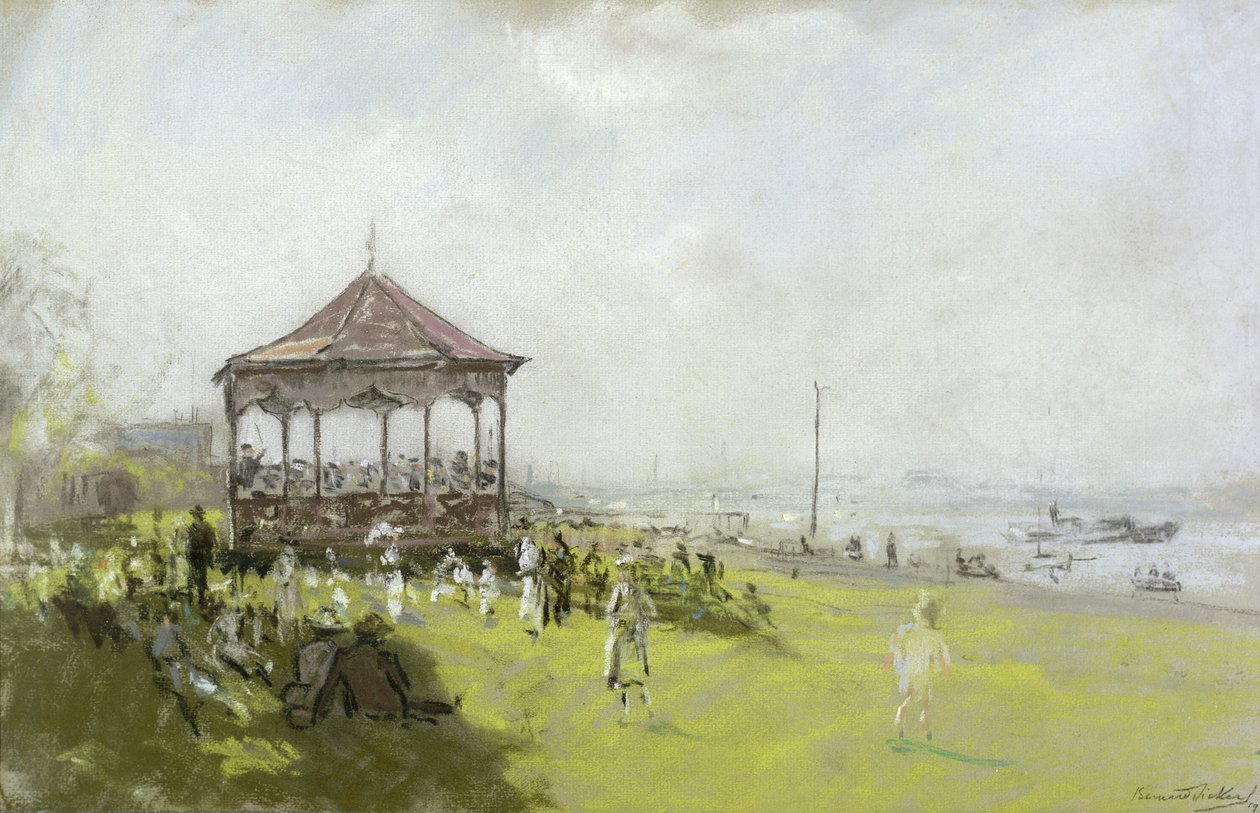 Postacie przy estradzie, 1922 (pastel i kreda na papierze) autorstwa Bernard Sickert