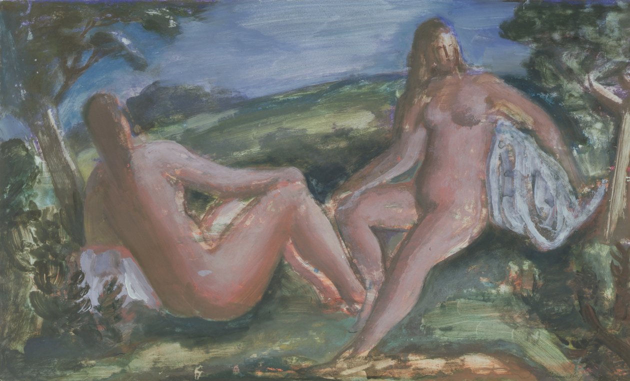 Kąpiący się, ok. 1940 (gwasz na papierze) autorstwa Bernard Meninsky