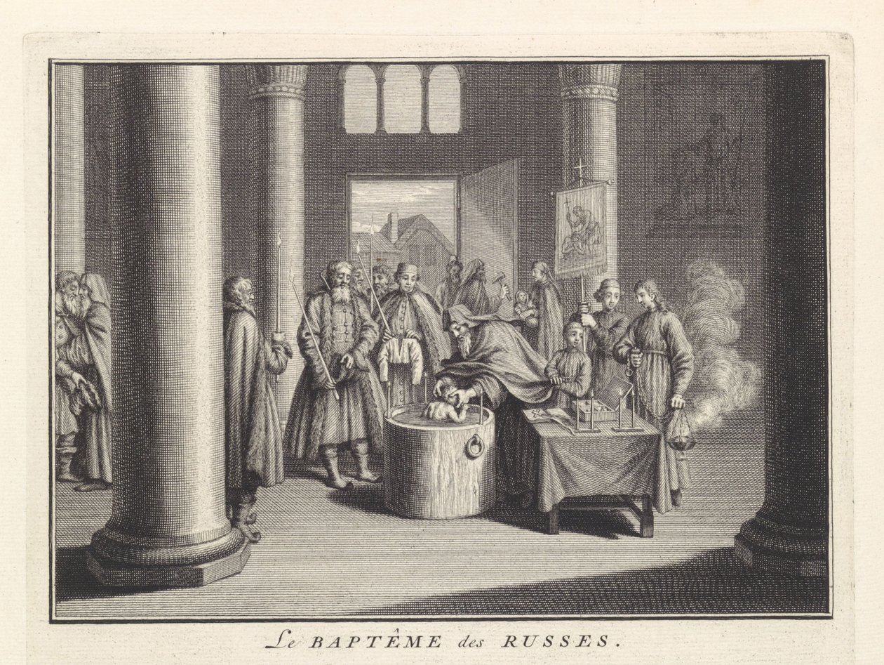 Chrzest niemowląt w Rosji, 1732 autorstwa Bernard Picart