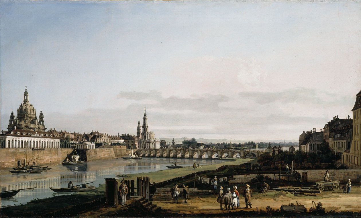 Drezno z prawego brzegu Łaby z mostem Augusta autorstwa Bernardo Bellotto