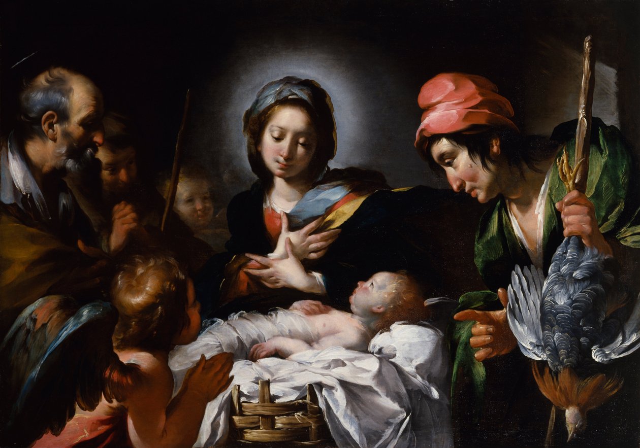 Adoracja pasterzy autorstwa Bernardo Strozzi