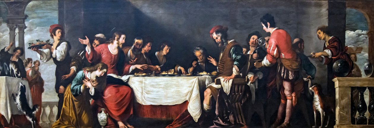 Bankiet w domu Simeone autorstwa Bernardo Strozzi