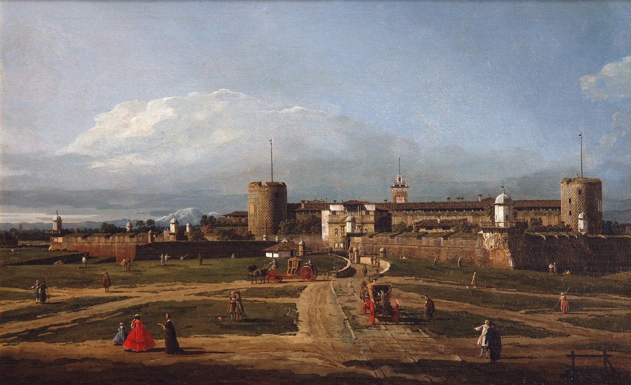 Castello Sforzesco w Mediolanie, ok. 1744 autorstwa Bernardo Bellotto