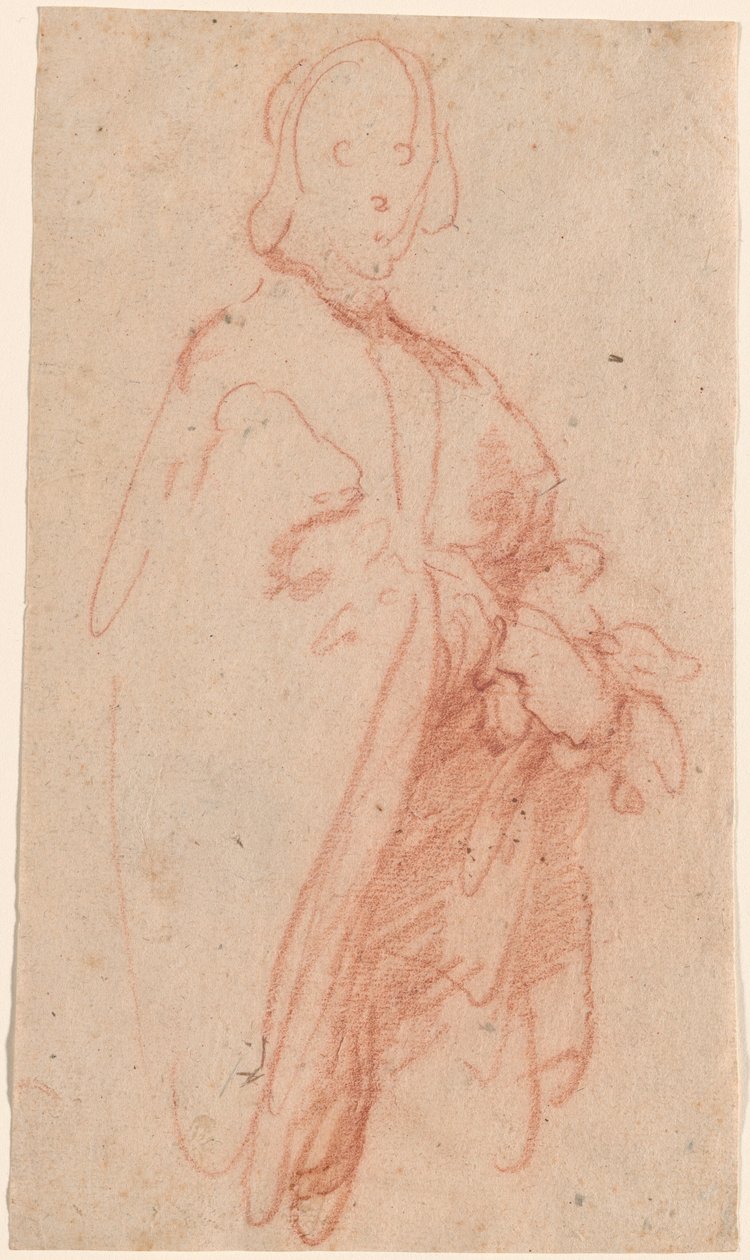 Stojący mężczyzna w płaszczu i rękawiczkach autorstwa Bernardo Strozzi