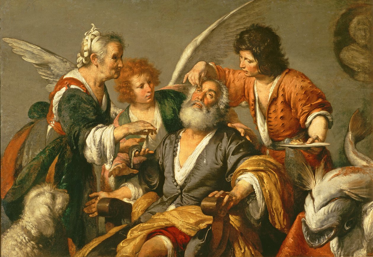 Uzdrowienie Tobita, początek lat 30. XVI wieku autorstwa Bernardo Strozzi
