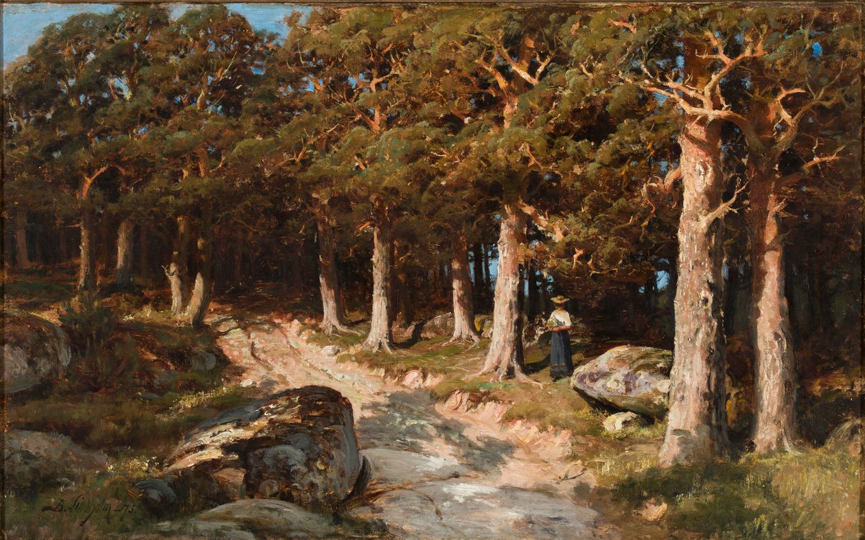 Kobieta w lesie autorstwa Berndt Lindholm