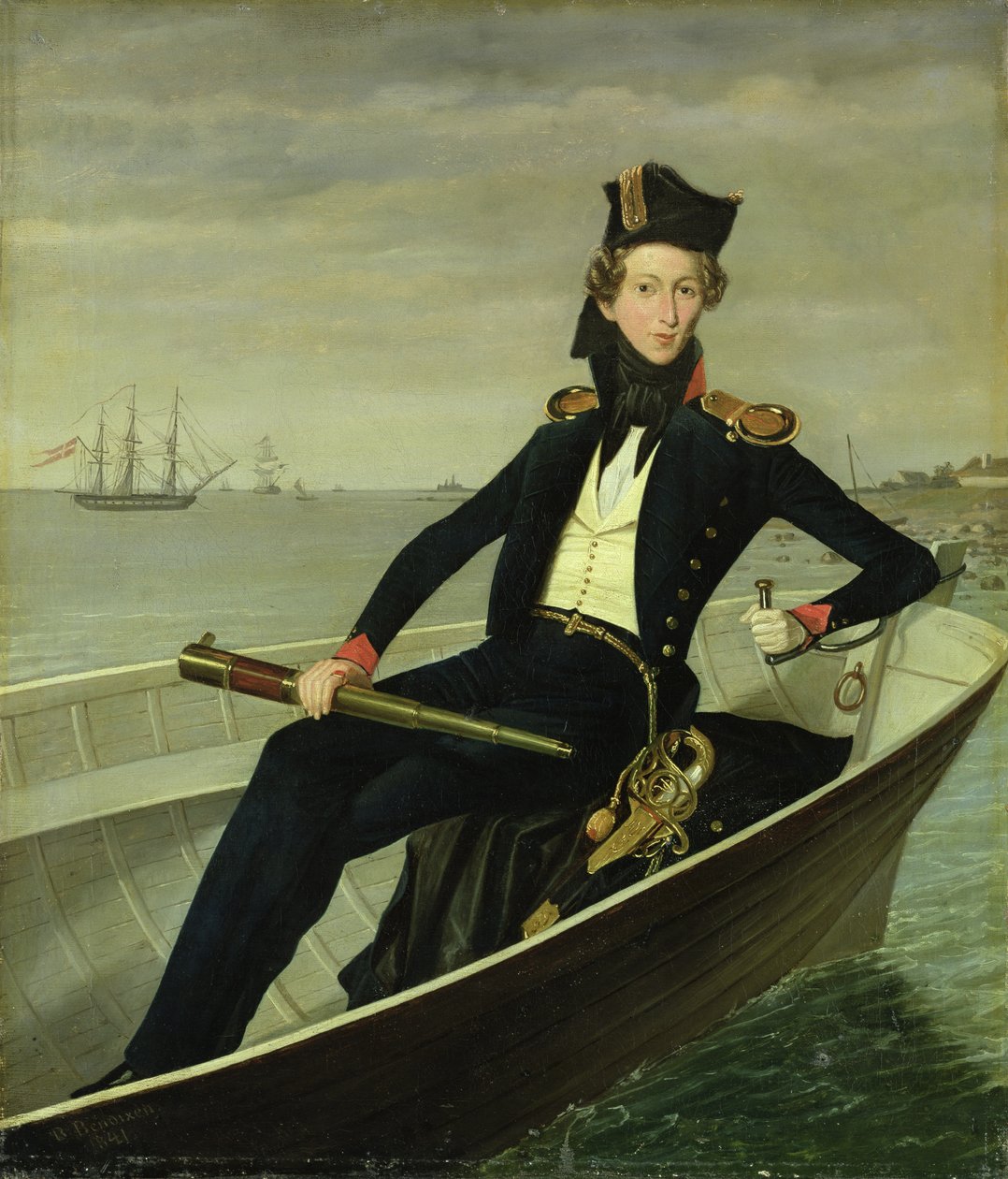 Portret młodego duńskiego oficera marynarki wojennej, 1841 autorstwa Bernhard Axel Bendixen