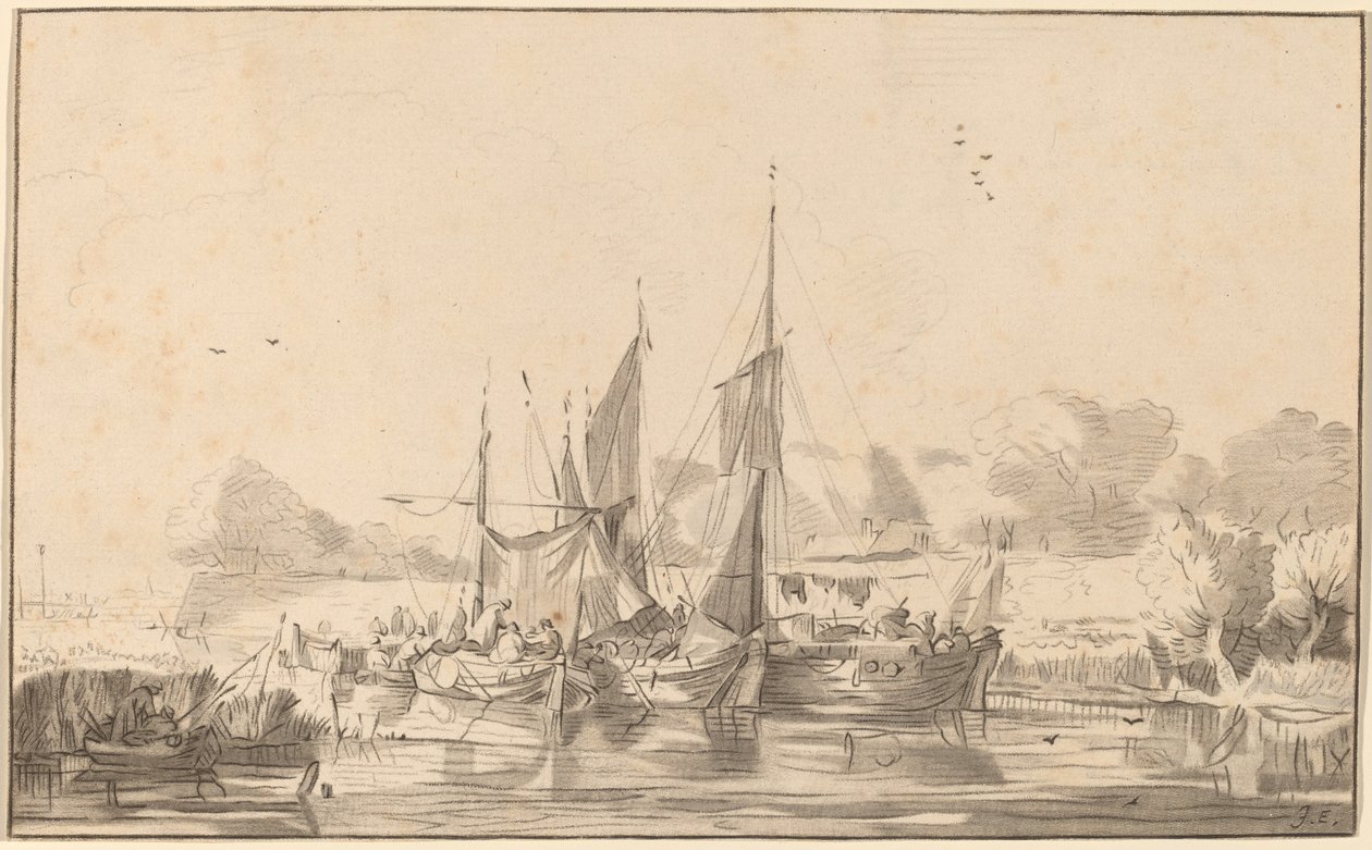 Kanał w Utrechcie, 1771, opublikowany 1787. autorstwa Bernhard Schreuder