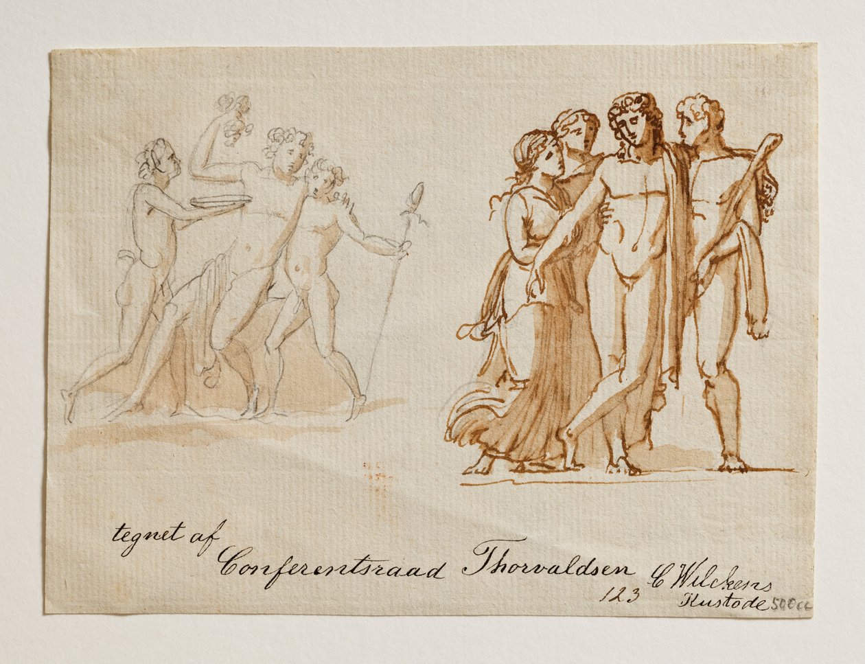 Bachus i dwa Fauny. Bachus, Herkules i dwie kobiety autorstwa Bertel Thorvaldsen