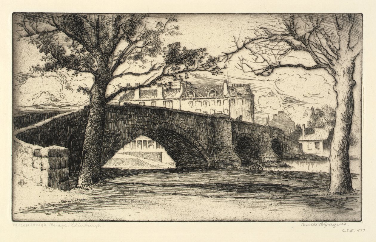 Most Musselburgh, Edynburg autorstwa Bertha E. Jaques