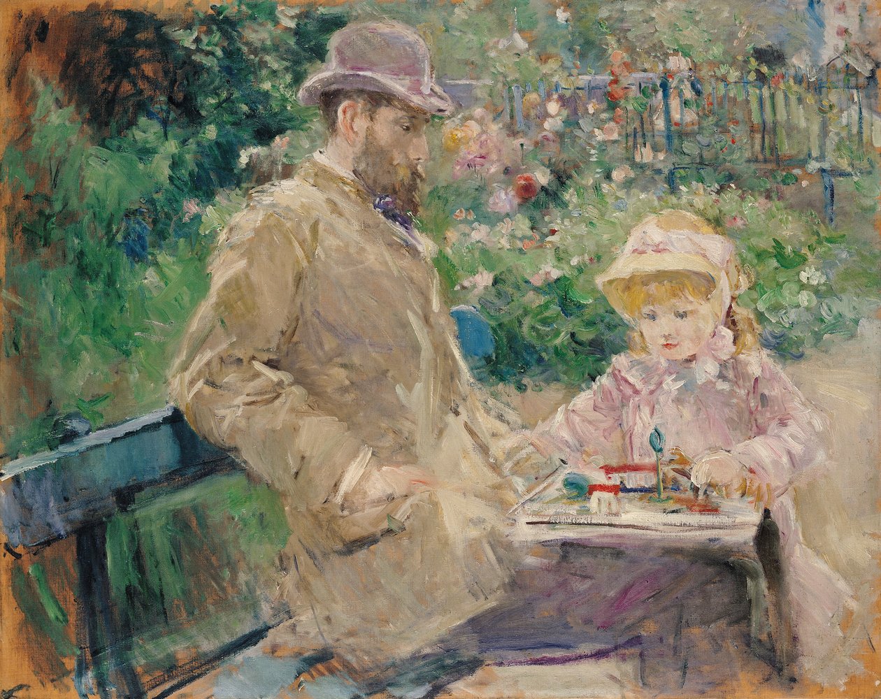 Eugene Manet (1833-92) z córką w Bougival, c.1881 autorstwa Berthe Morisot