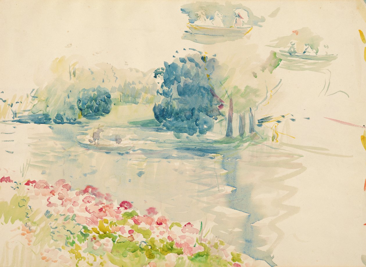 Geranium nad jeziorem, 1893 autorstwa Berthe Morisot