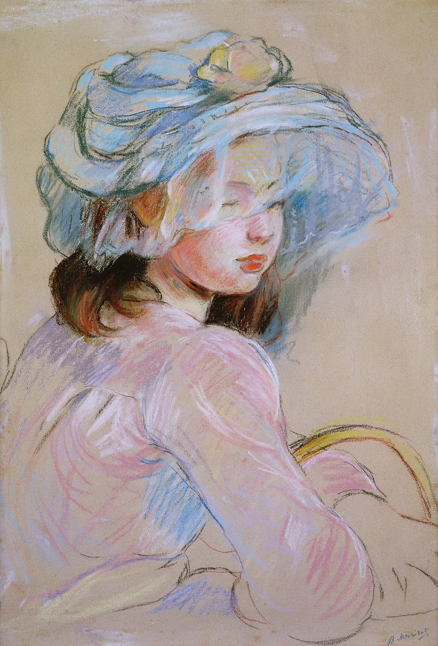 Dziewczyna niosąca koszyk, 1891 (pastel na papierze) autorstwa Berthe Morisot