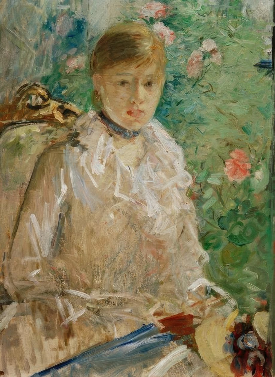 Młoda kobieta przy oknie lub L’Eté autorstwa Berthe Morisot