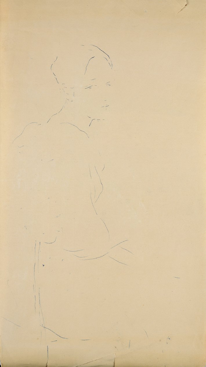 Profil młodej siedzącej kobiety, 1887 (kolorowa kredka na papierze) autorstwa Berthe Morisot