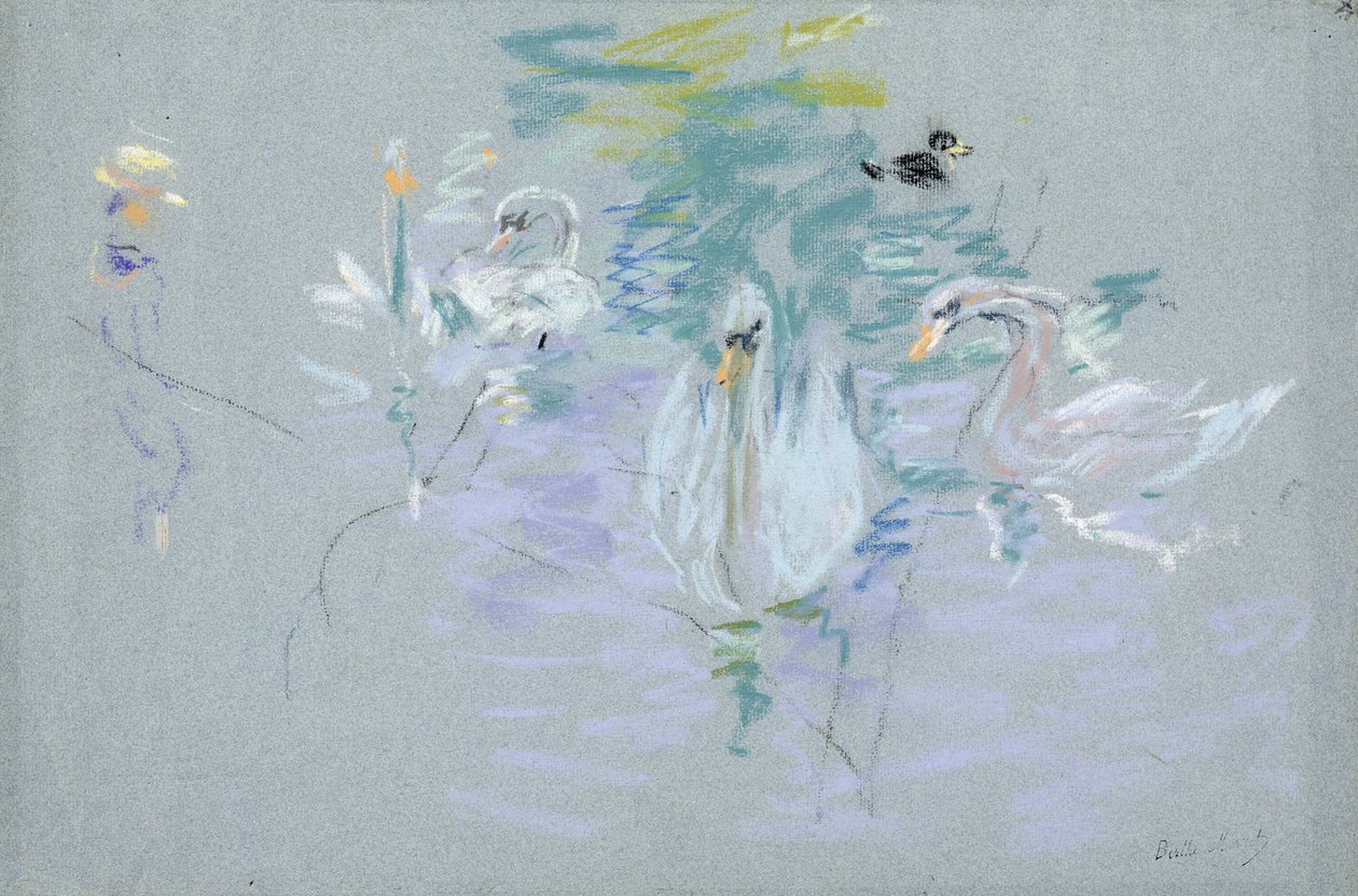 Łabędzie, 1885 (pastel na papierze) autorstwa Berthe Morisot