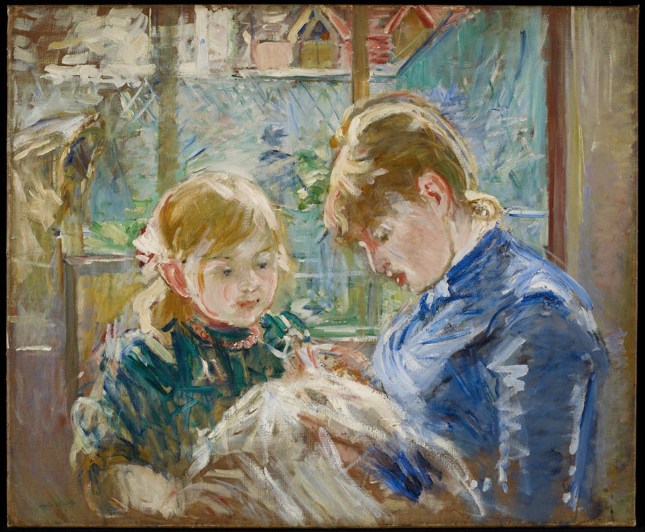 Córka artysty, Julie, z nianią, ok.1884 autorstwa Berthe Morisot