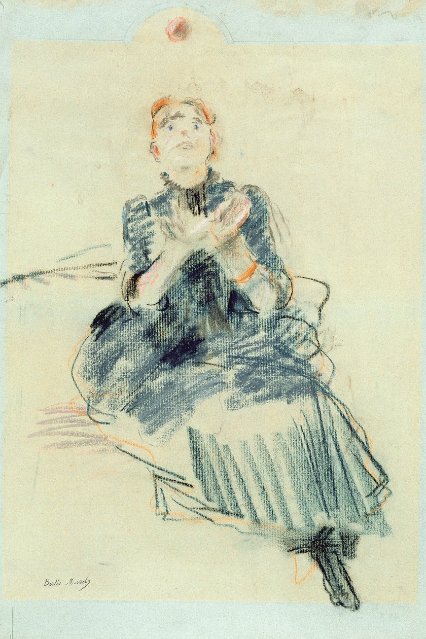 Młoda dziewczyna bawiąca się piłką, 1886 (pastel na papierze) autorstwa Berthe Morisot