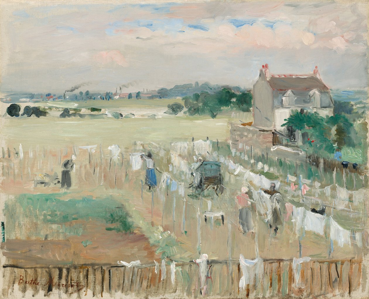 Wywieszanie prania do wyschnięcia autorstwa Berthe Morisot