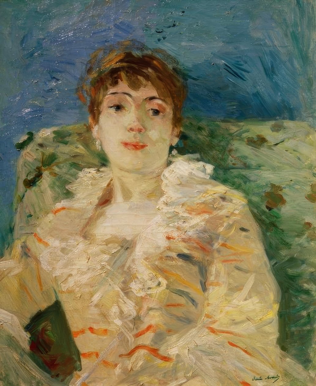 Młoda kobieta na kanapie autorstwa Berthe Morisot