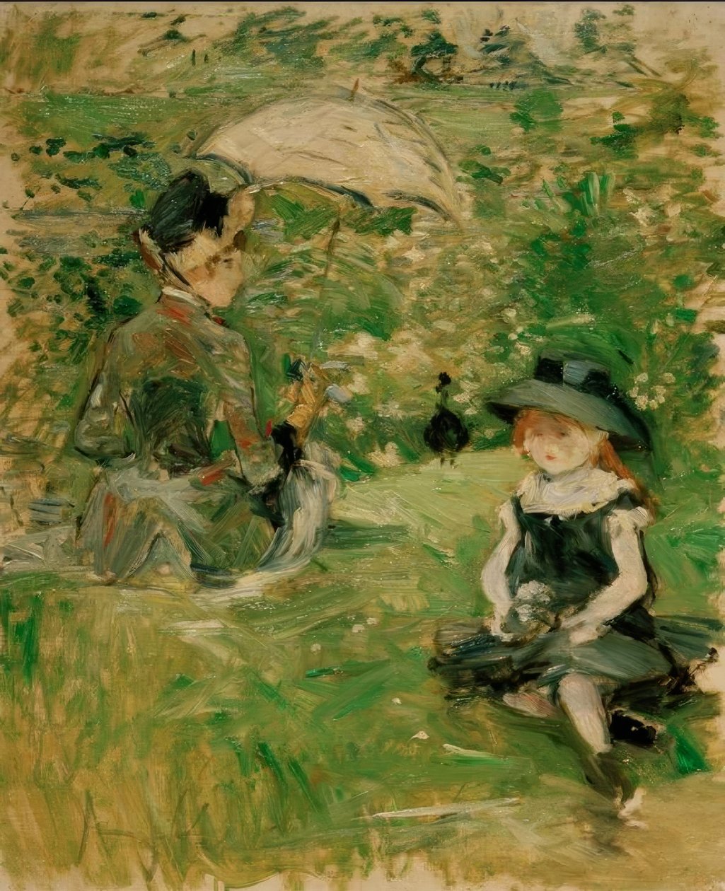 Młoda kobieta i dziecko na wyspie autorstwa Berthe Morisot