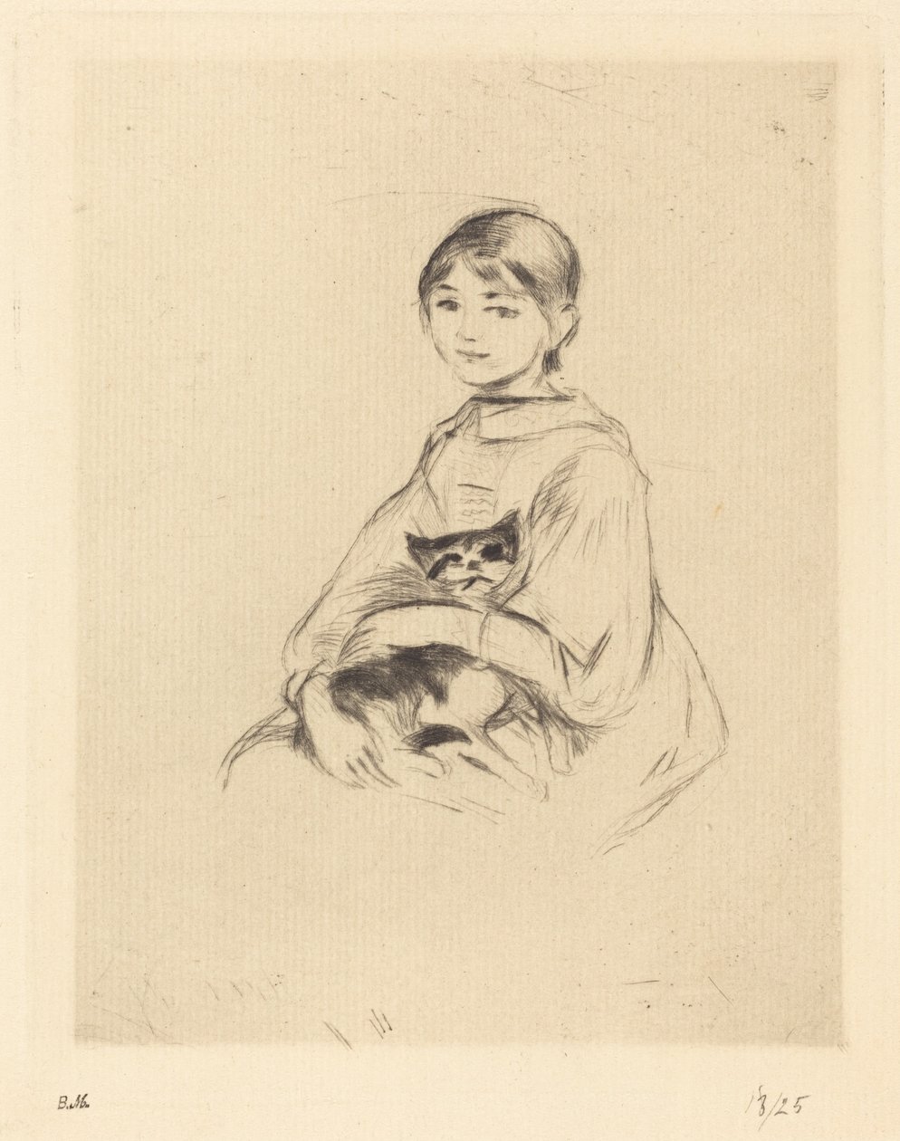 Mała dziewczynka z kotem autorstwa Berthe Morisot