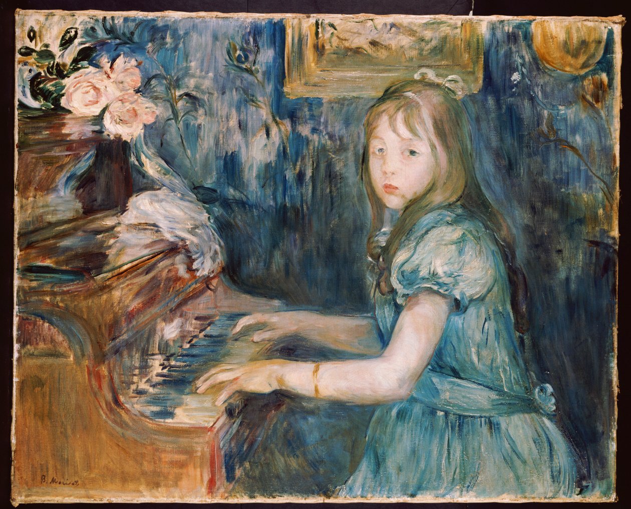 Lucie Leon przy fortepianie, ok. 1892 autorstwa Berthe Morisot