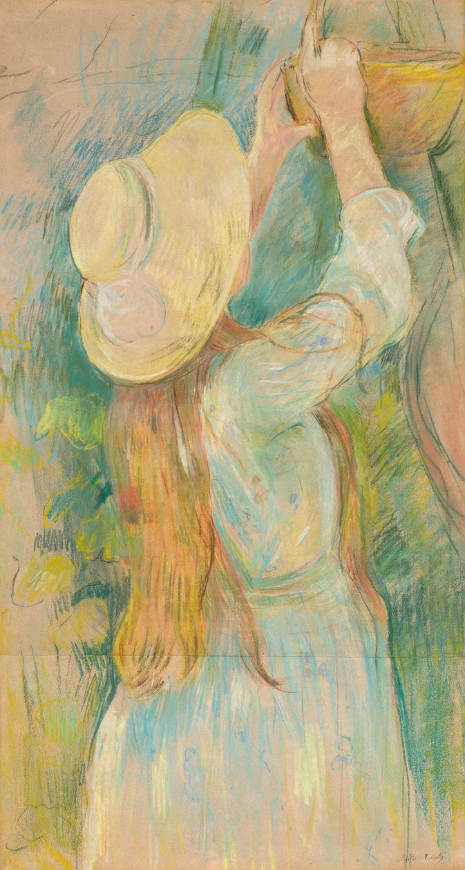 Młoda dziewczyna trzymająca koszyk autorstwa Berthe Morisot