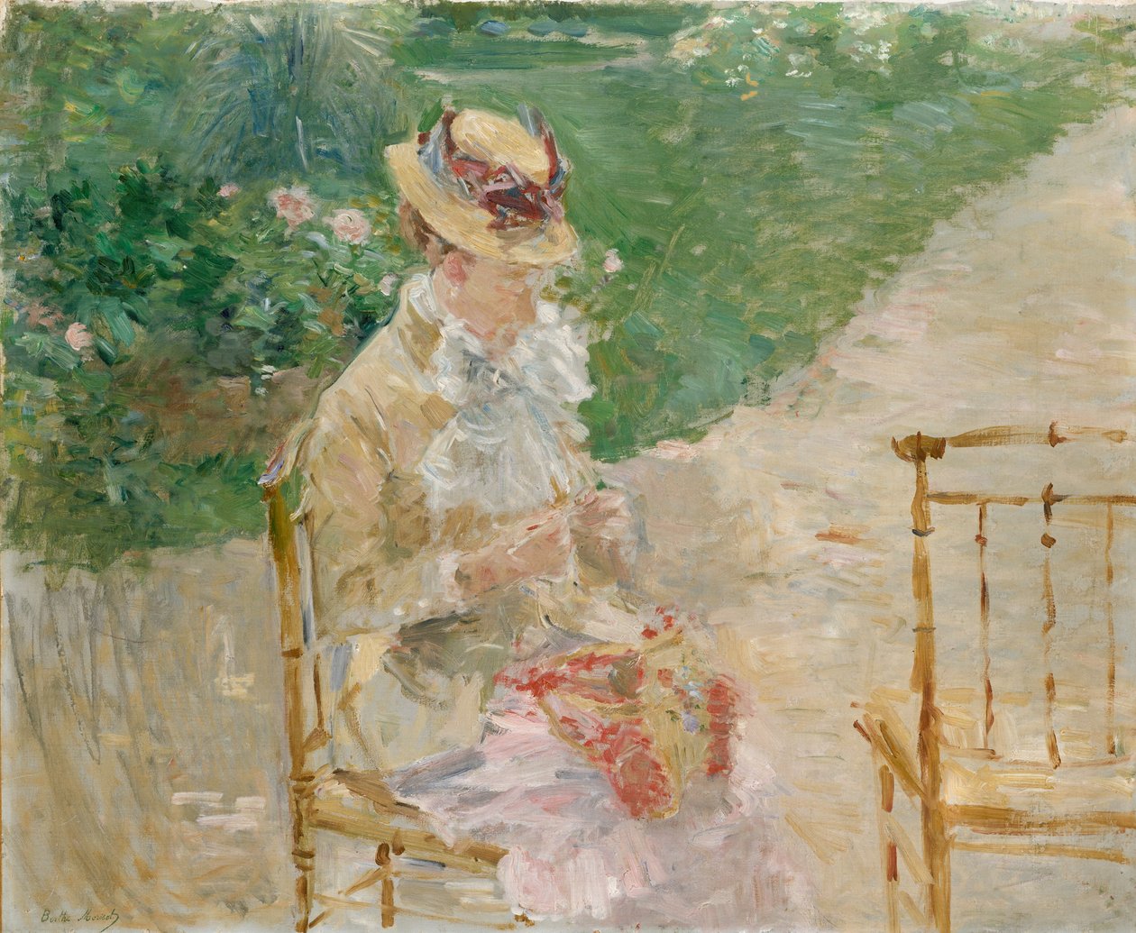 Młoda kobieta na drutach, ca. 1883. autorstwa Berthe Morisot