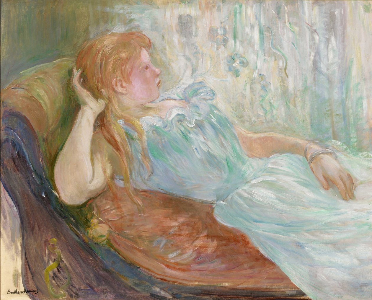 Młoda kobieta na sofie autorstwa Berthe Morisot