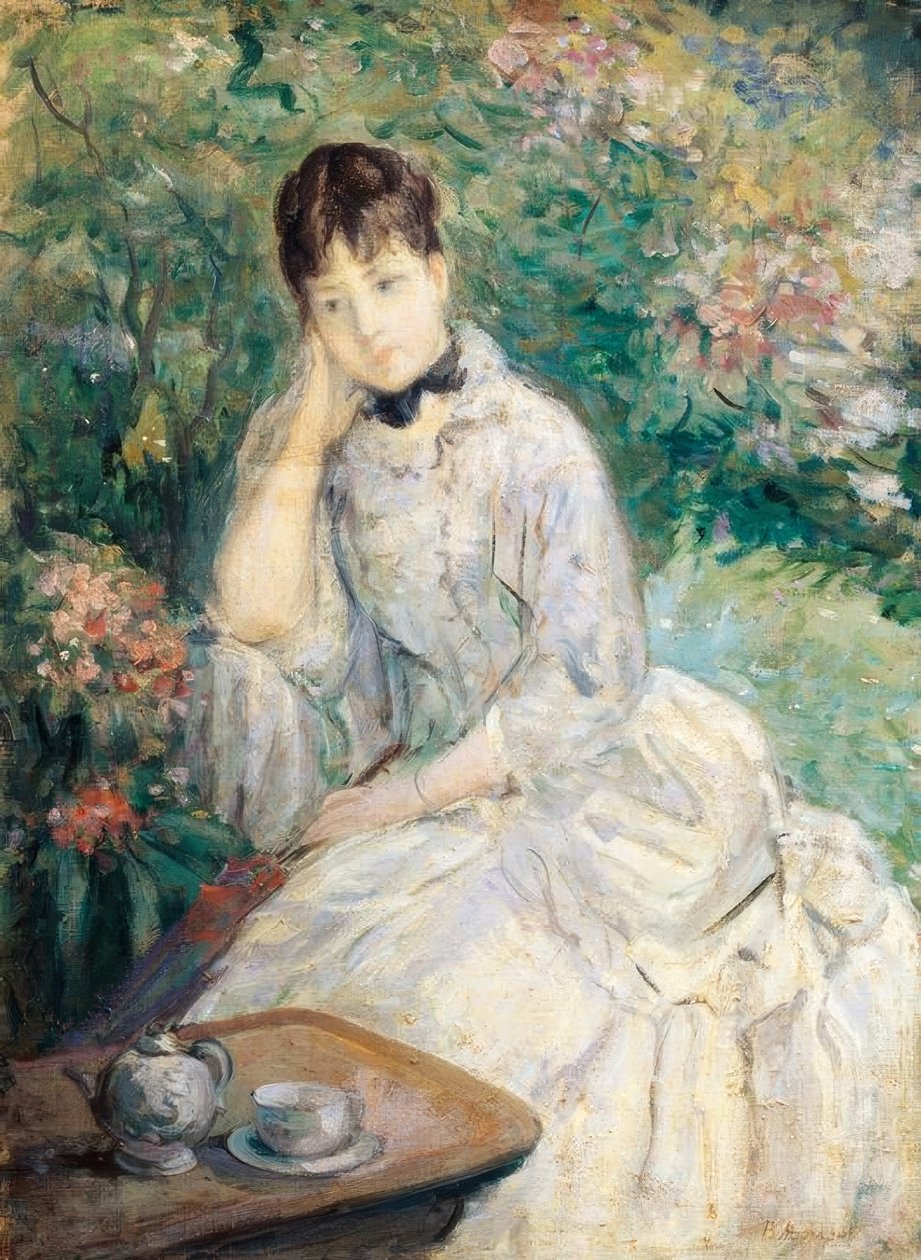 Młoda kobieta siedząca na kanapie, autorstwa Berthe Morisot