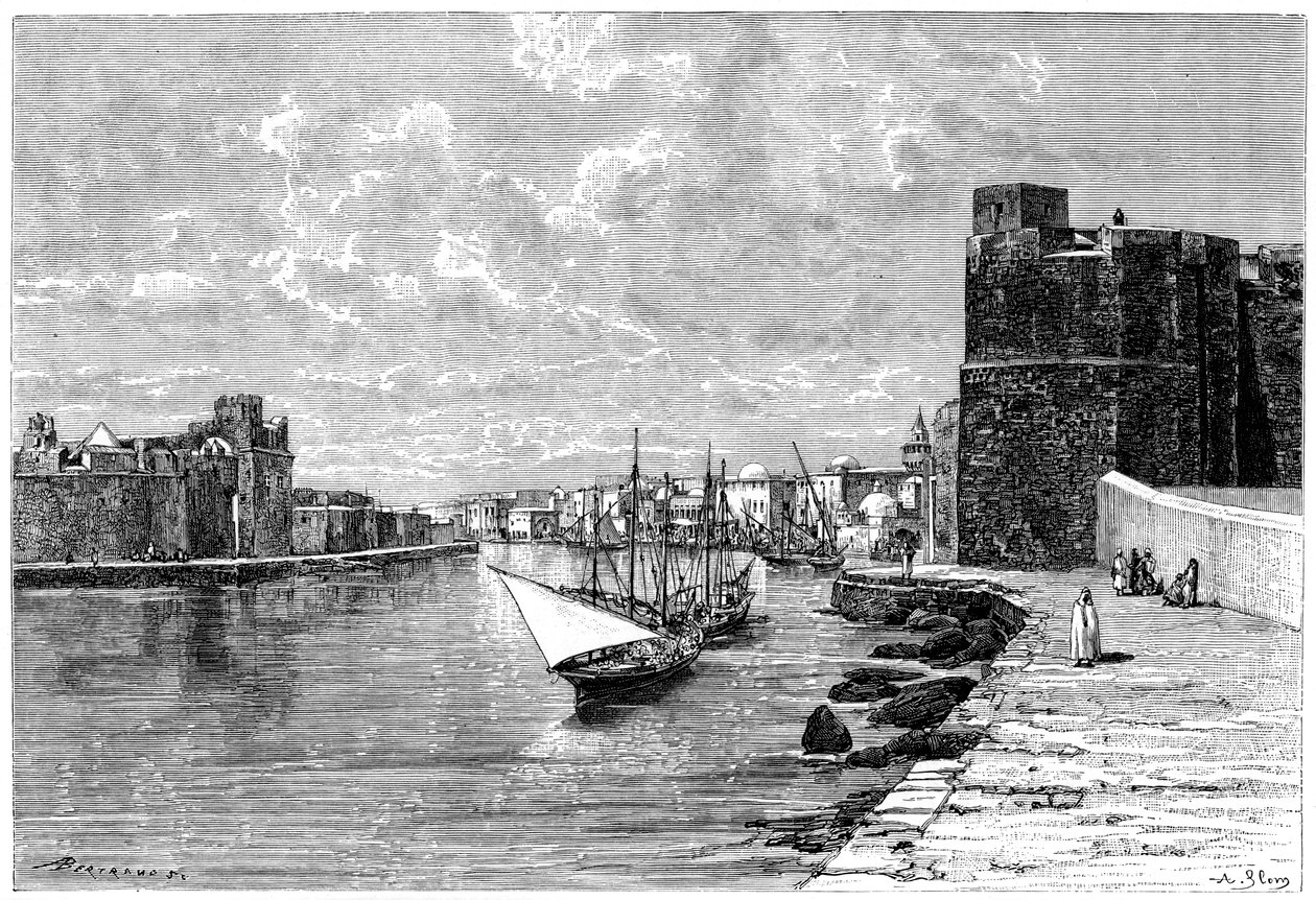 Bizerta, widok z Kasby, ok. 1890 autorstwa Auguste Bertrand