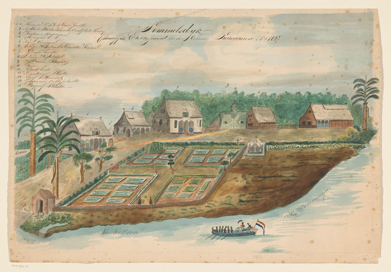 Widok na Sommelsdijk w Surinamie autorstwa Bienfait (signed by artist)