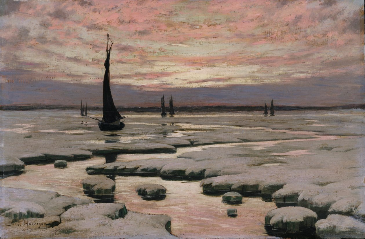 Zimowy zachód słońca, ok. godz. 1890. autorstwa Birge Harrison