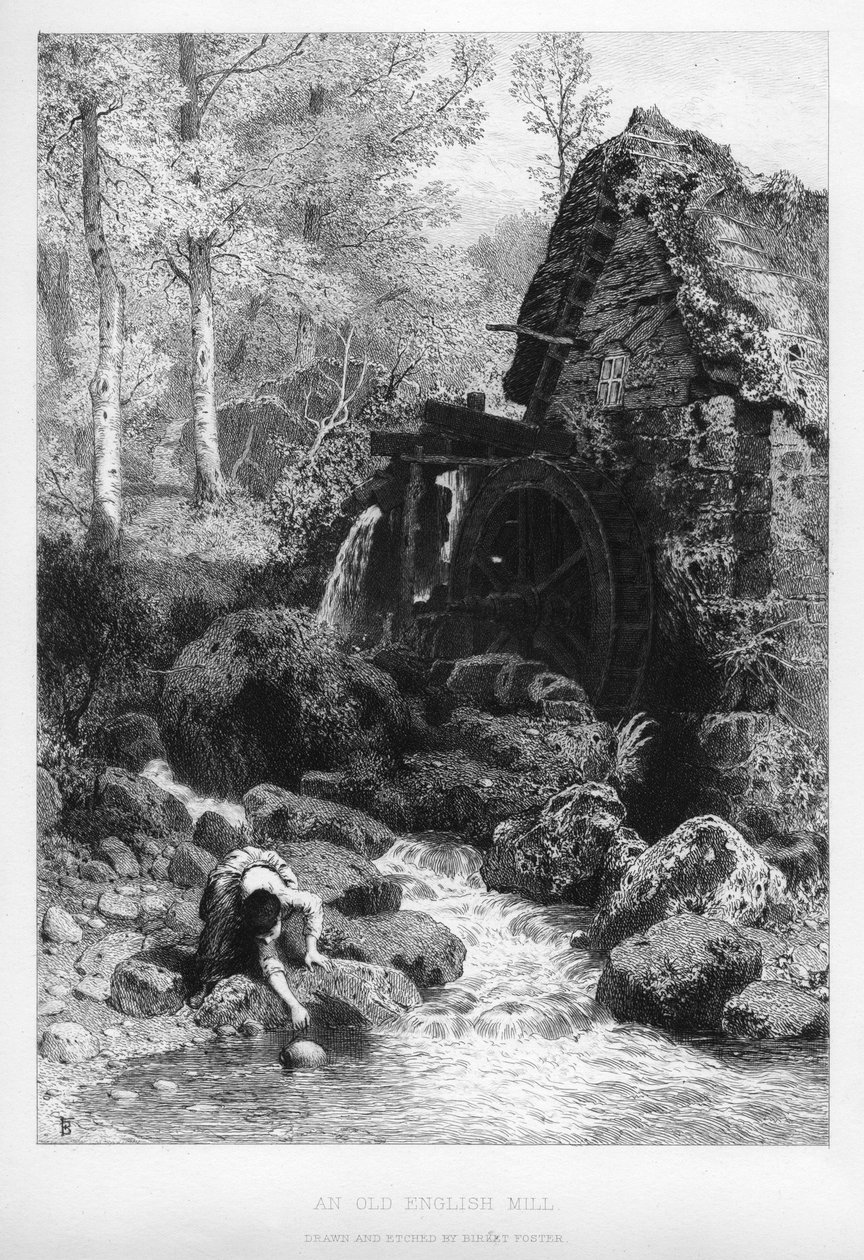 Stary młyn angielski, XIX wiek. autorstwa Birket Foster