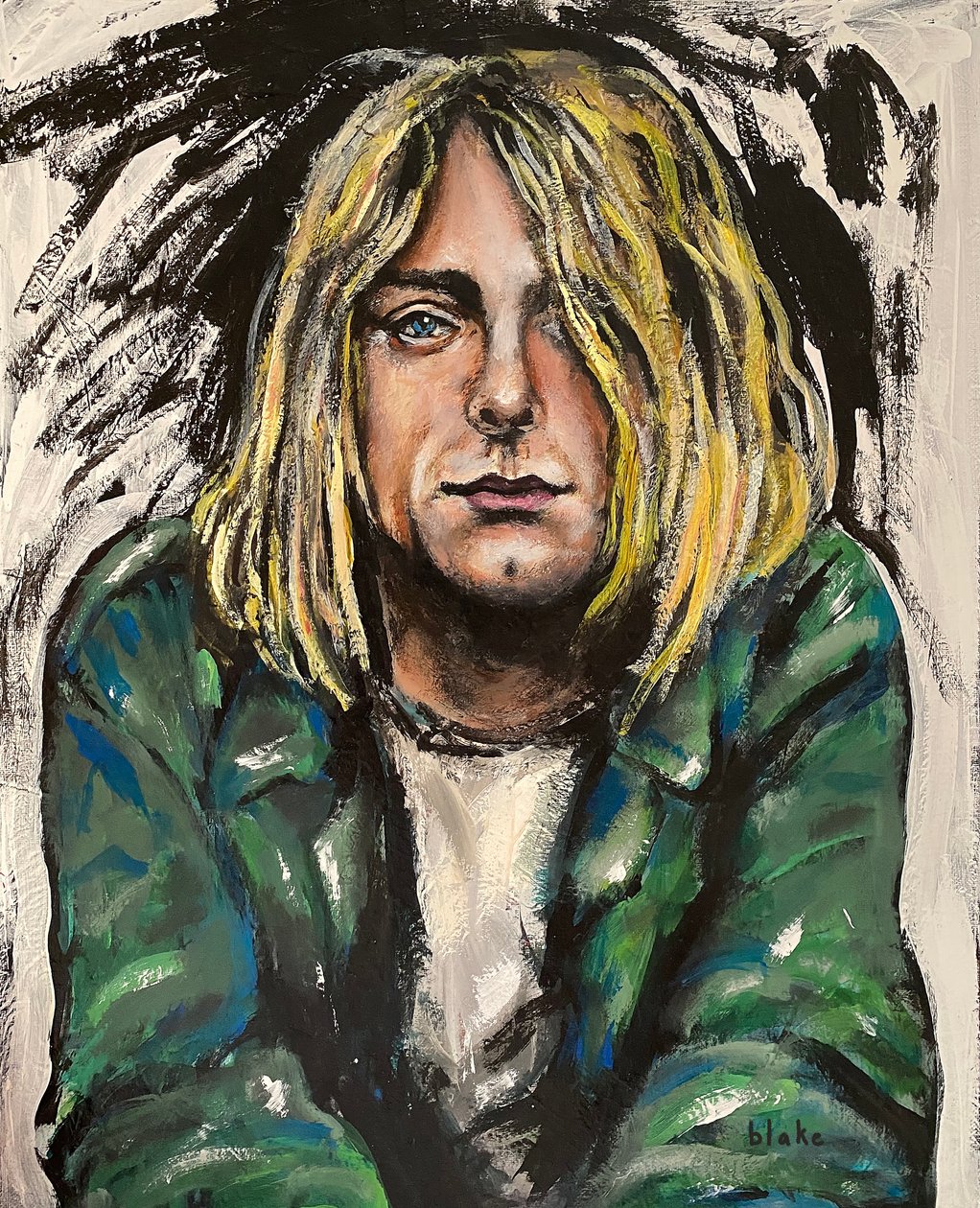 Kurt Cobain, ok. 2020 (akryl na płótnie) autorstwa Blake Munch