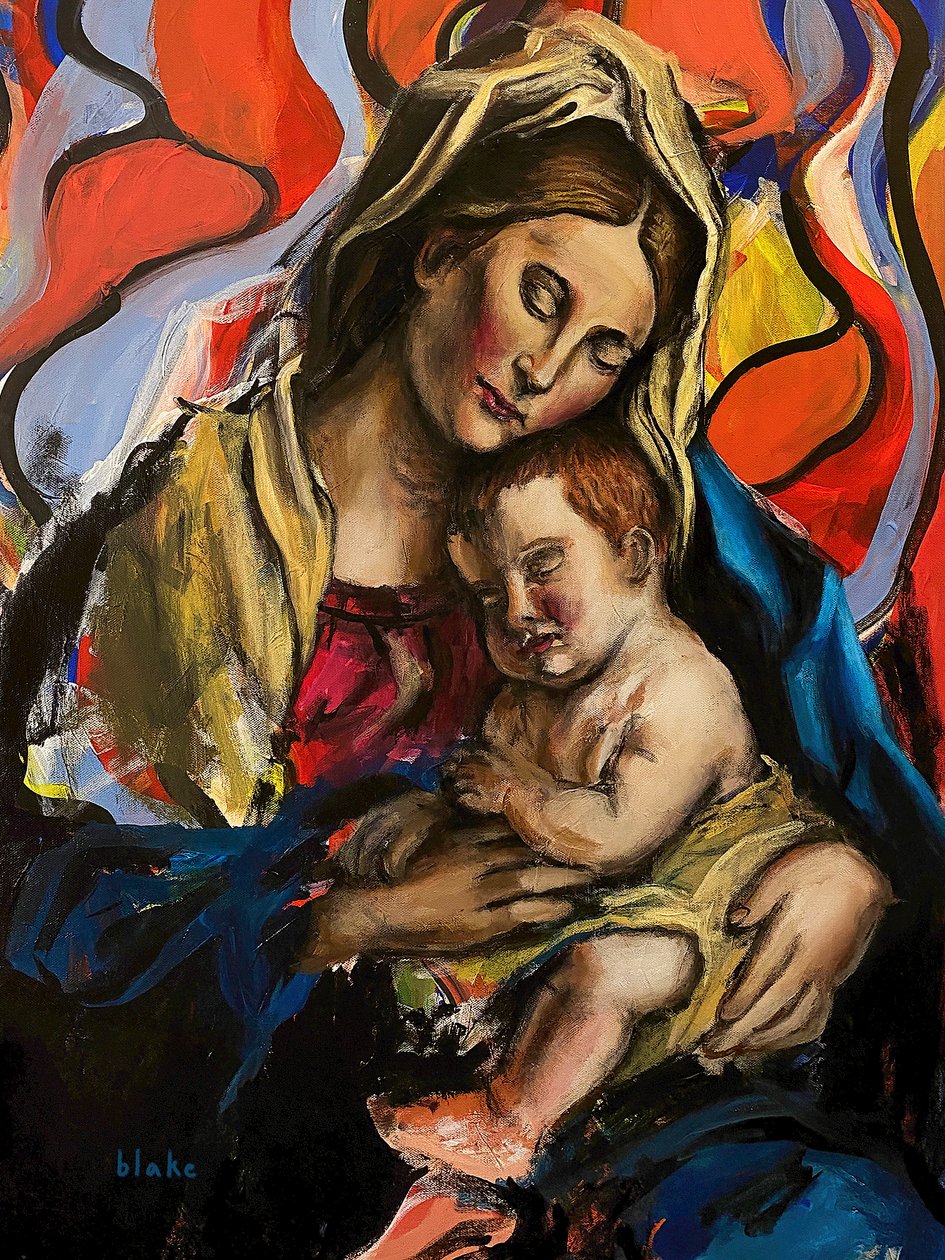 Madonna z Dzieciątkiem, ok. 2020 (akryl na płótnie) autorstwa Blake Munch